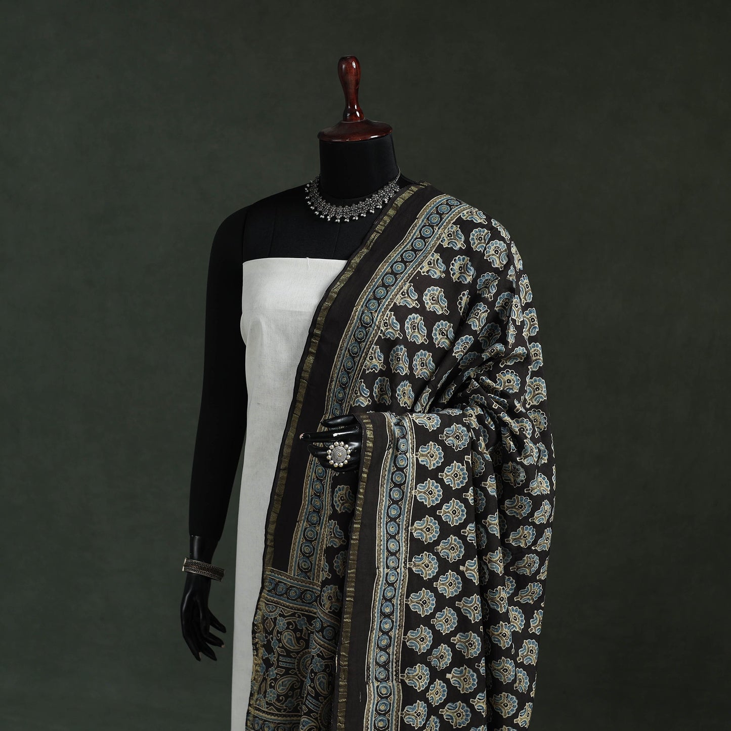Chanderi silk kutch hand block print natural dyed handloom