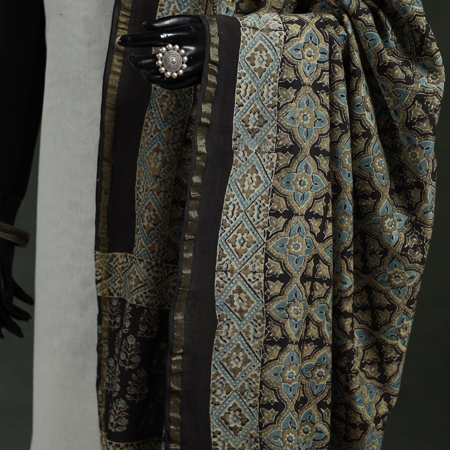 Chanderi silk kutch hand block print natural dyed handloom