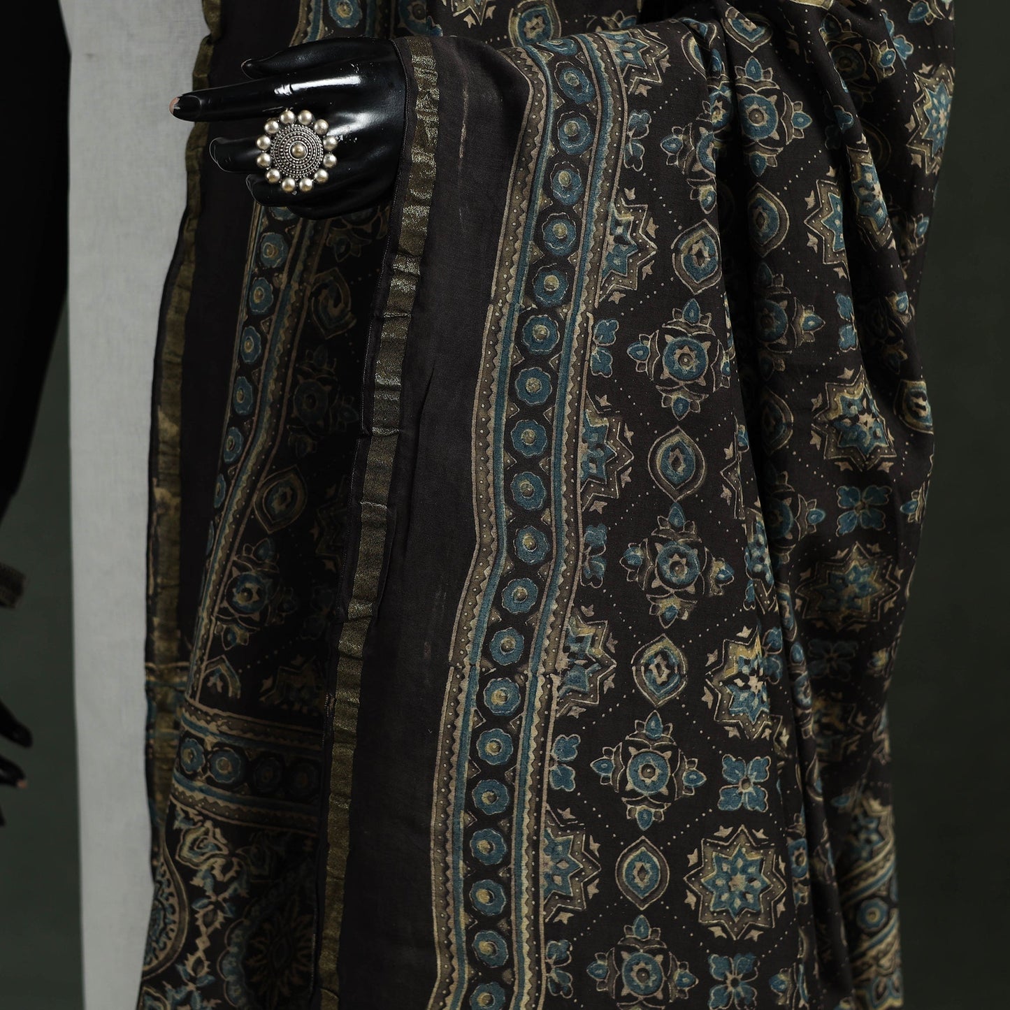 Chanderi silk kutch hand block print natural dyed handloom