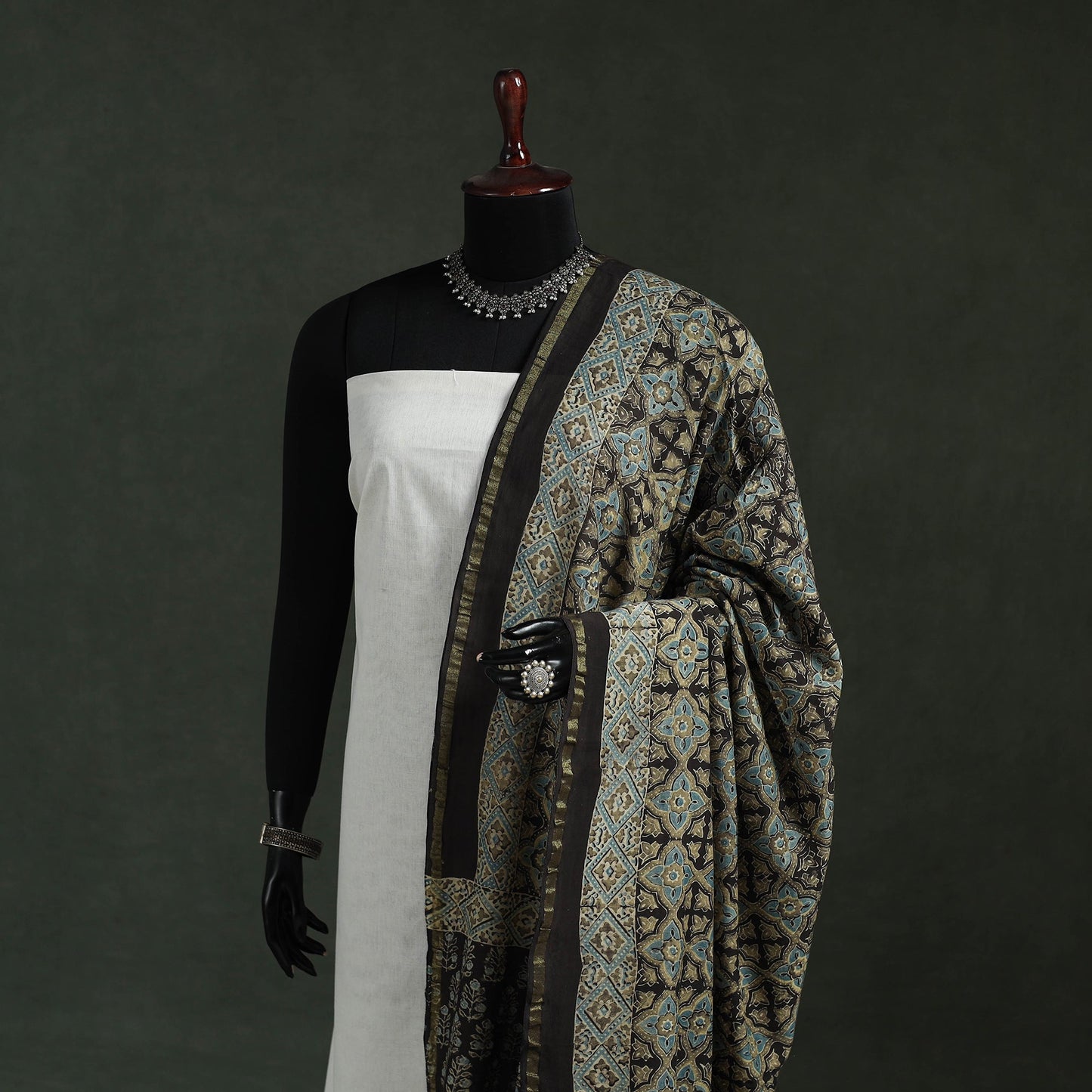 Chanderi silk kutch hand block print natural dyed handloom