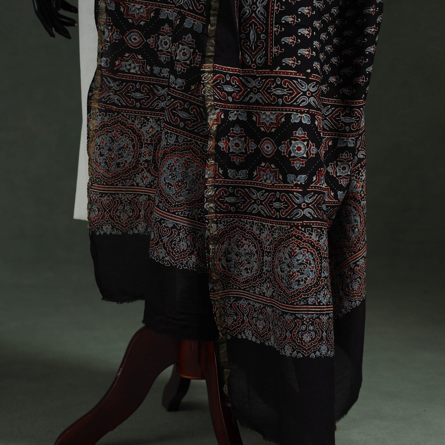 Black - chanderi silk kutch hand block print natural dyed