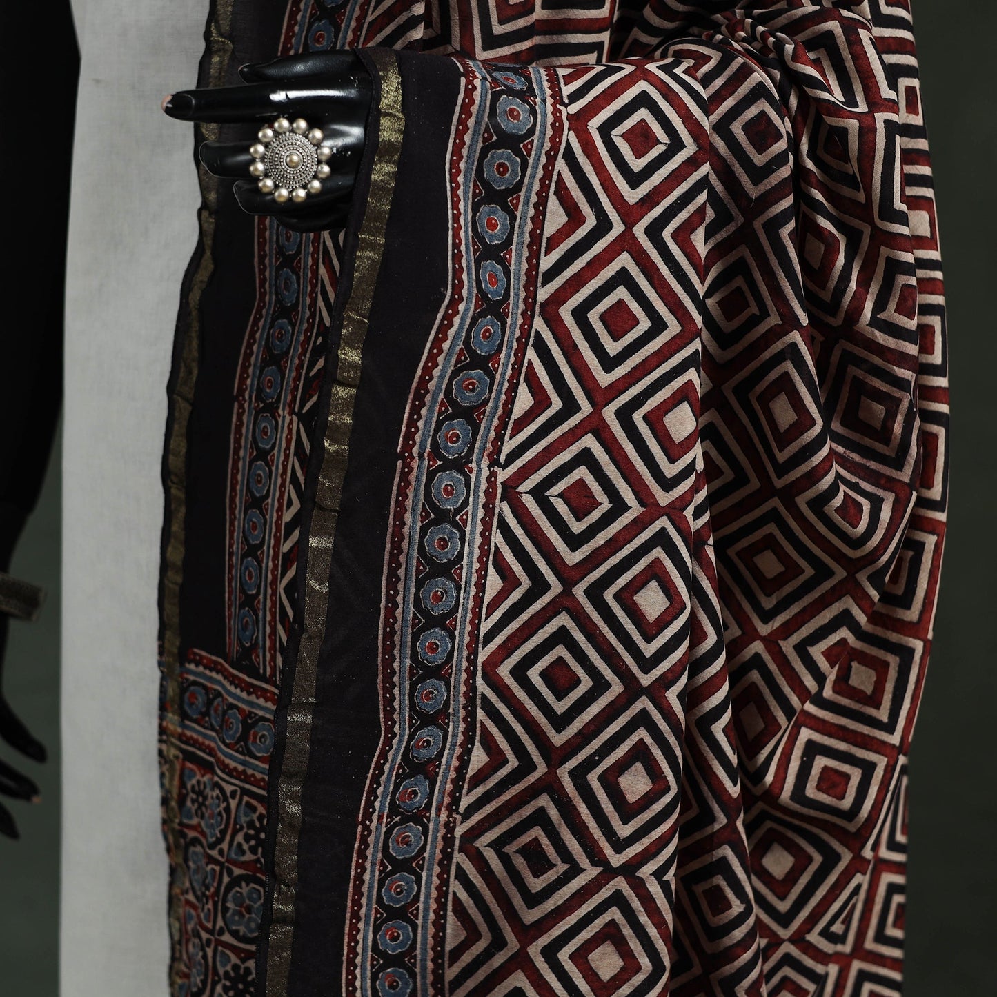 Chanderi silk kutch hand block print natural dyed handloom