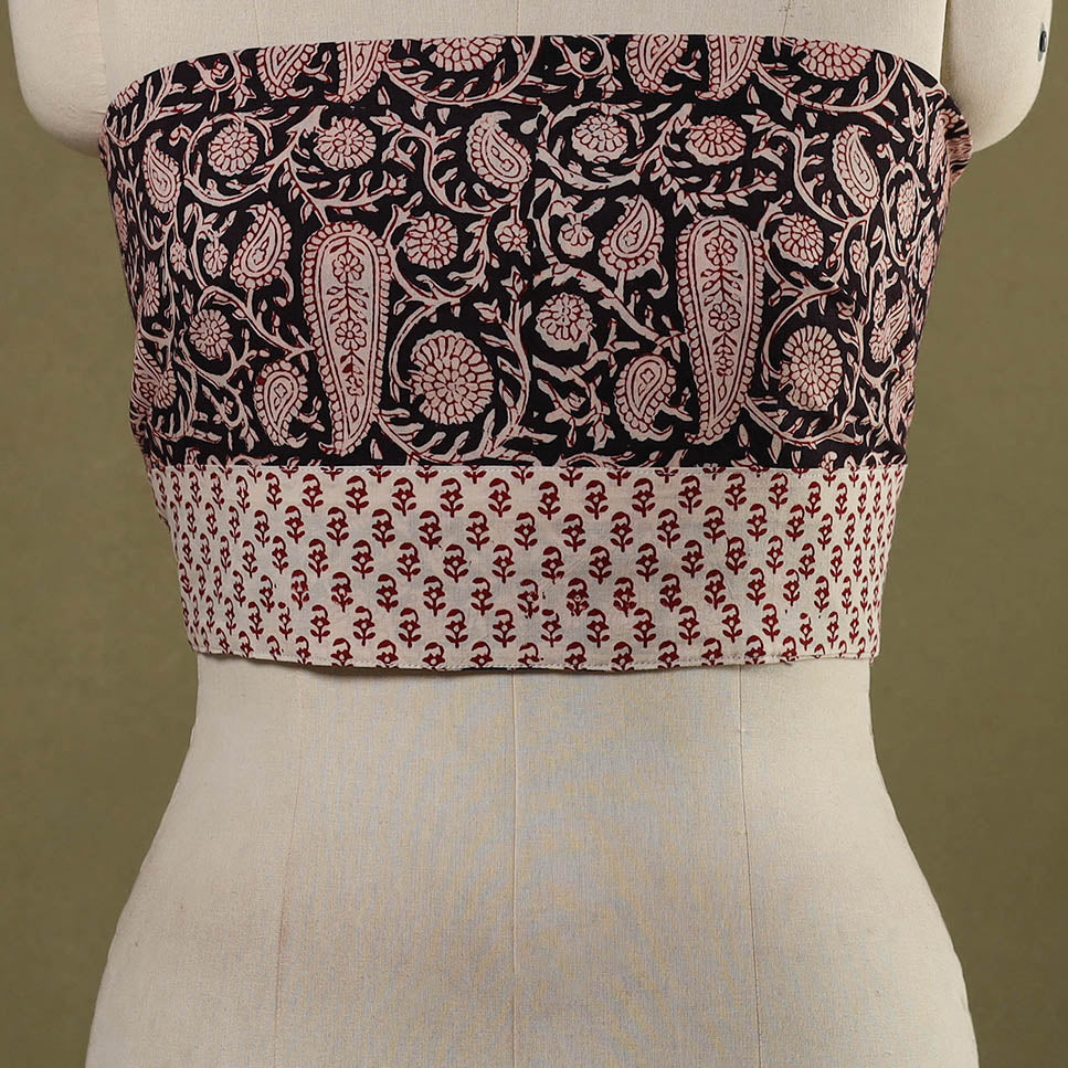Black Block Print Cotton Bagh Blouse Piece