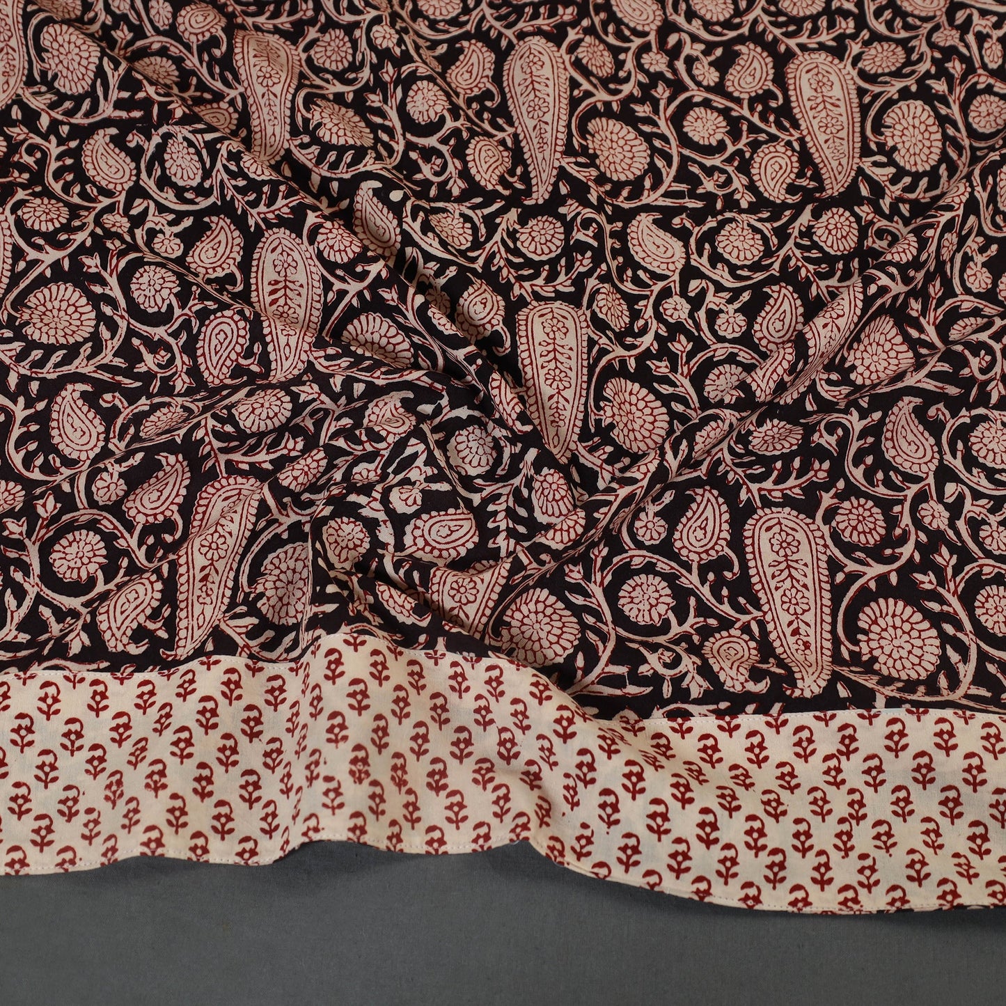 Black Block Print Cotton Bagh Blouse Piece