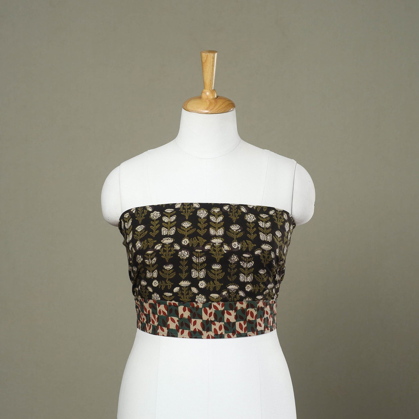 Shop Black Block Print Cotton Bagru Blouse Piece Online