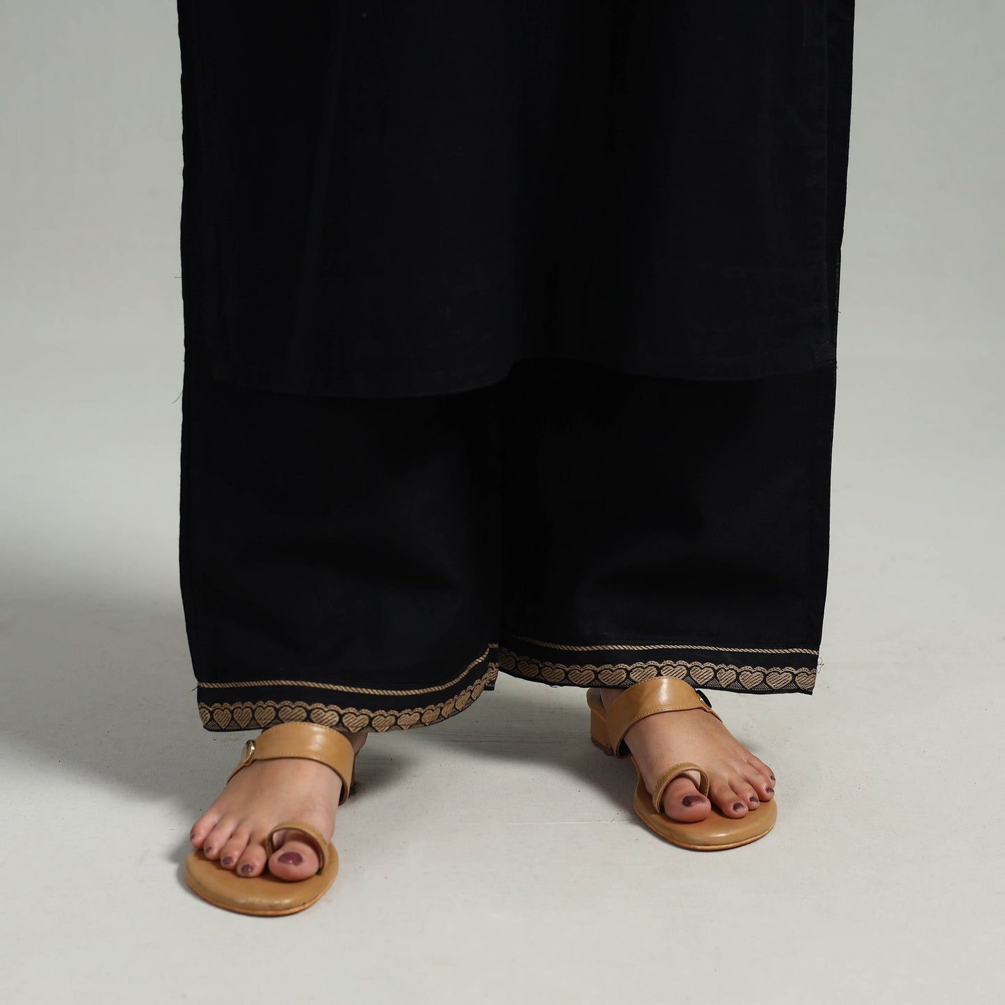 Black Cotton Dharwad Kurta Set with Palazzo & Dupatta