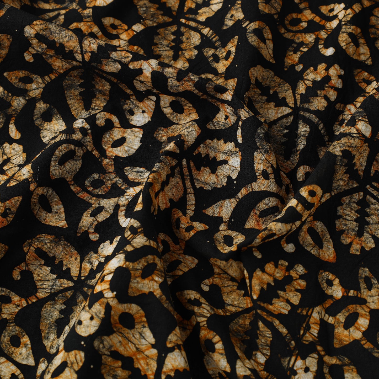 Cotton Black Hand Batik Print Fabric