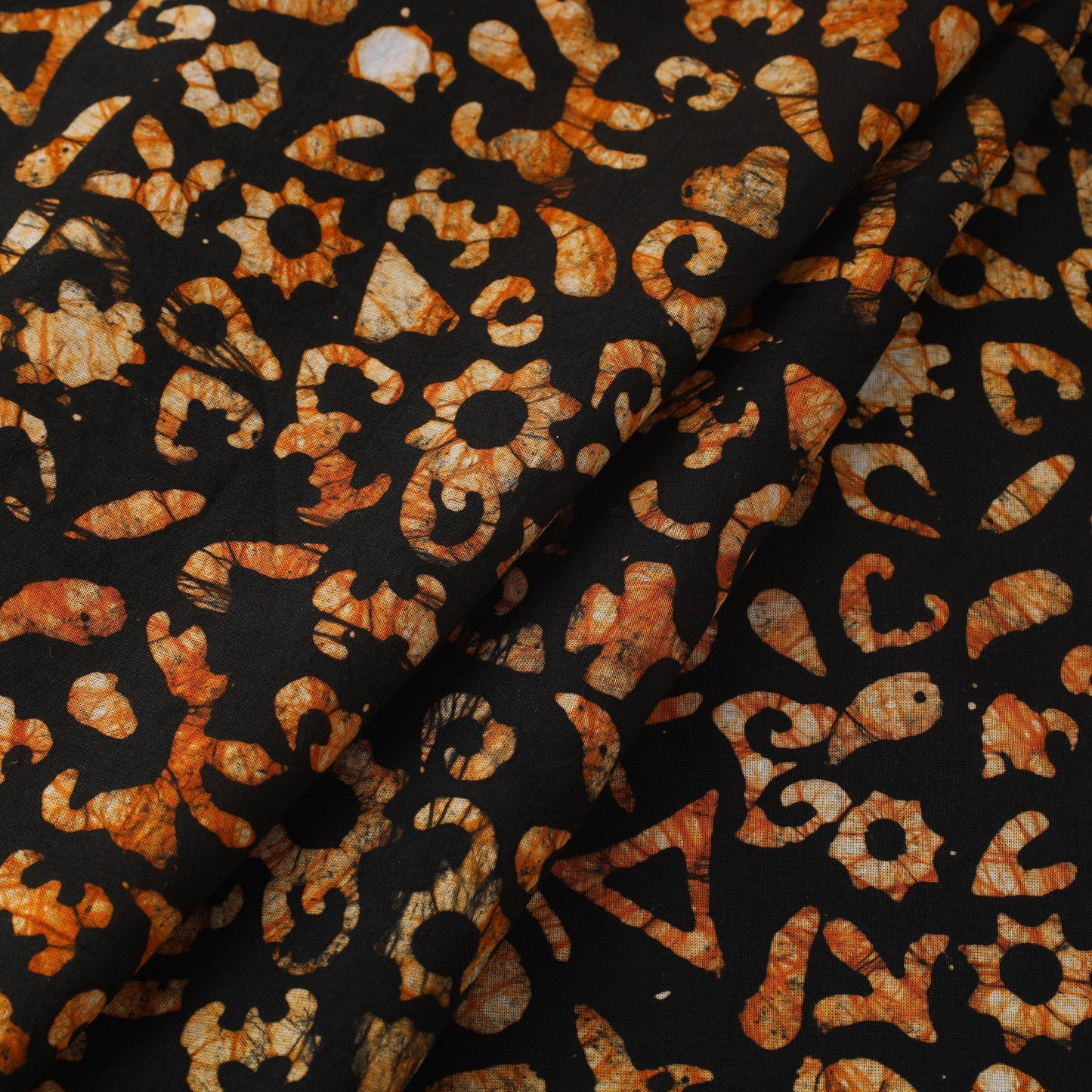 Cotton Black Hand Batik Print Fabric