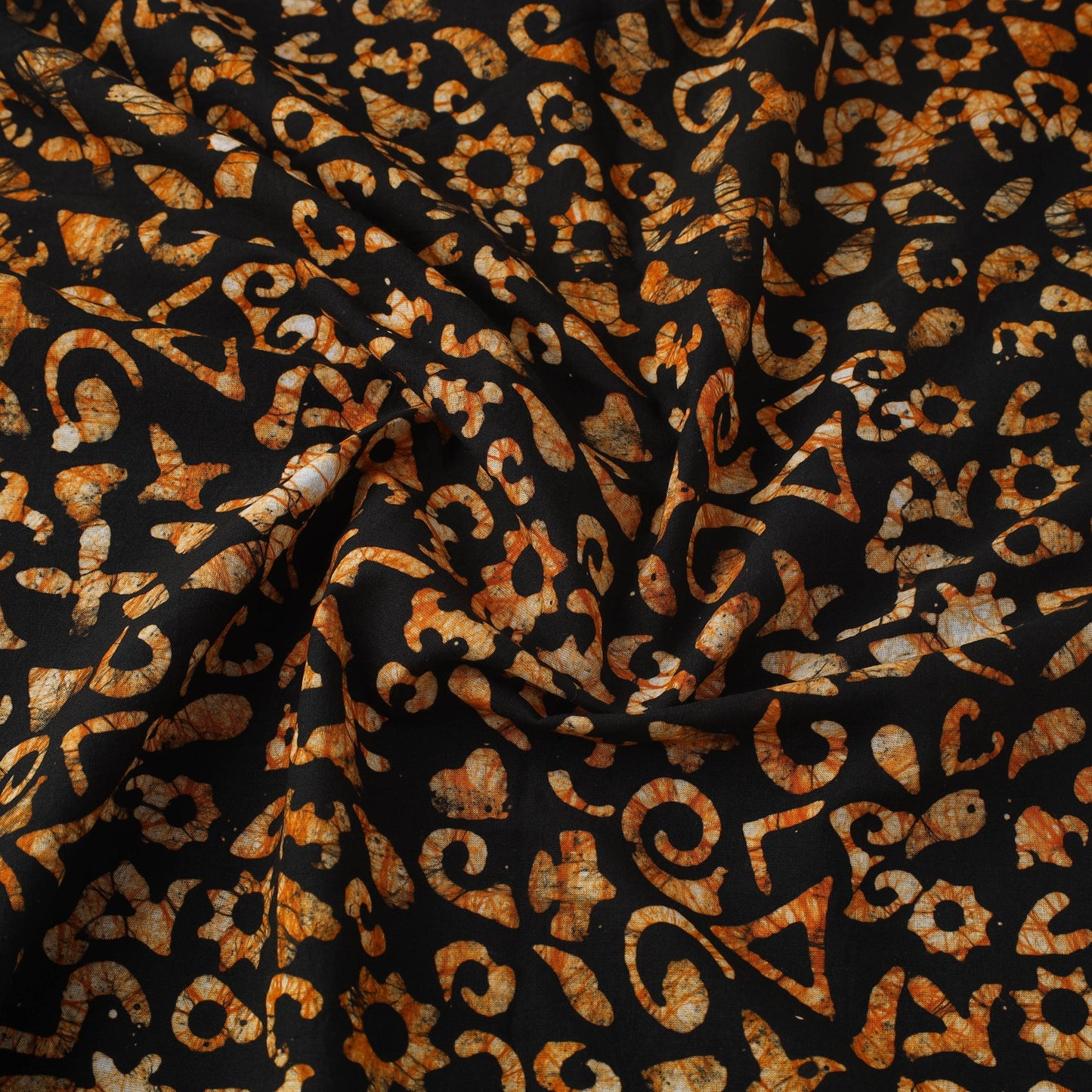Cotton Black Hand Batik Print Fabric