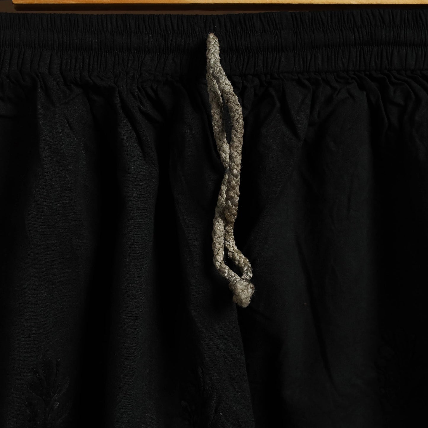 Buy Black Cotton Hand Embroidery Chikankari Short