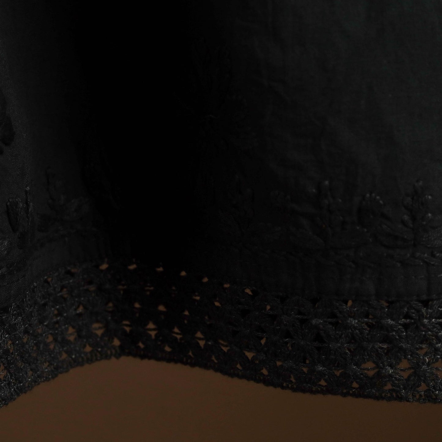 Buy Black Cotton Hand Embroidery Chikankari Short