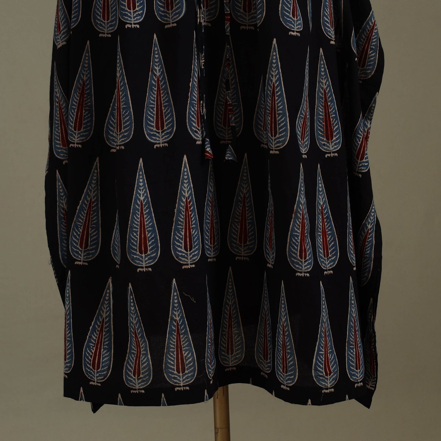 Black Ajrakh Block Print Cotton Kaftan (Long)