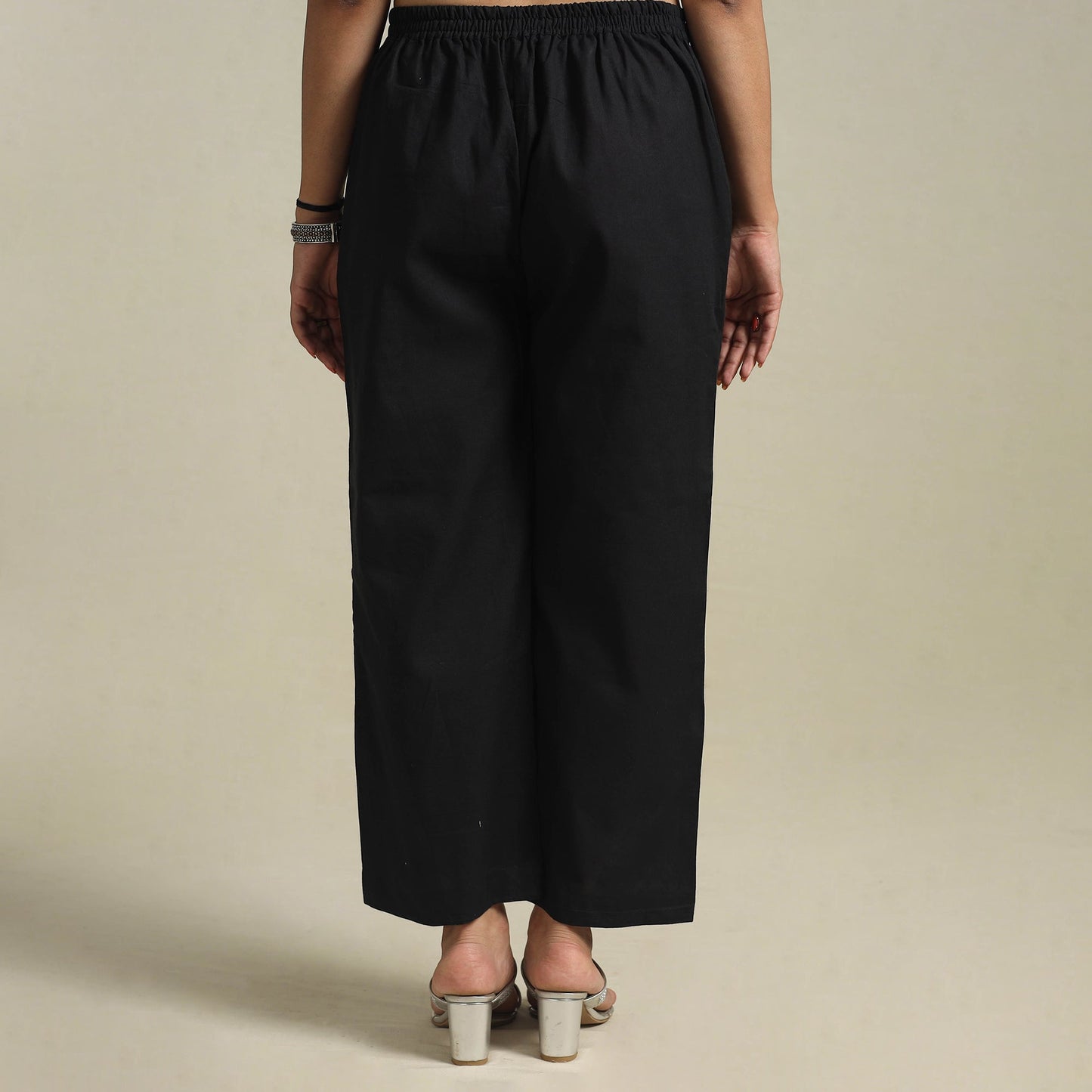 Black Cotton Plain Palazzo