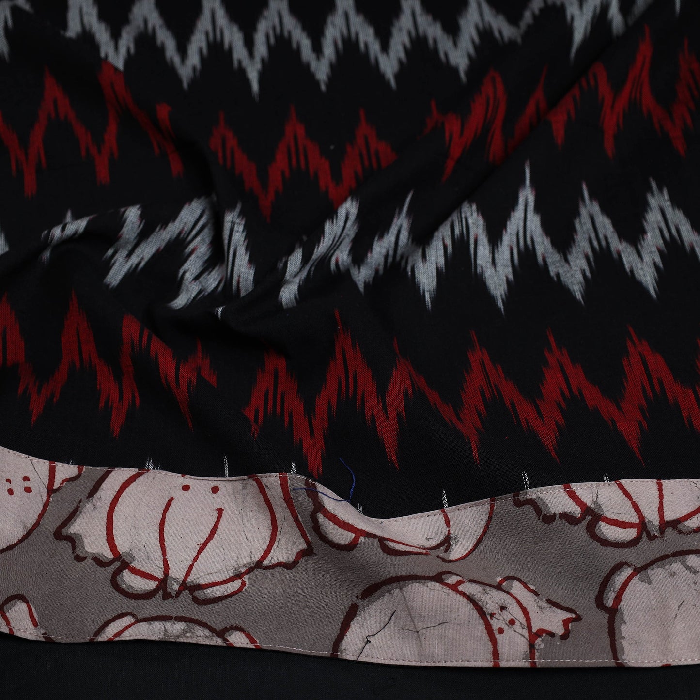 Black - cotton pochampally ikat blouse piece 03