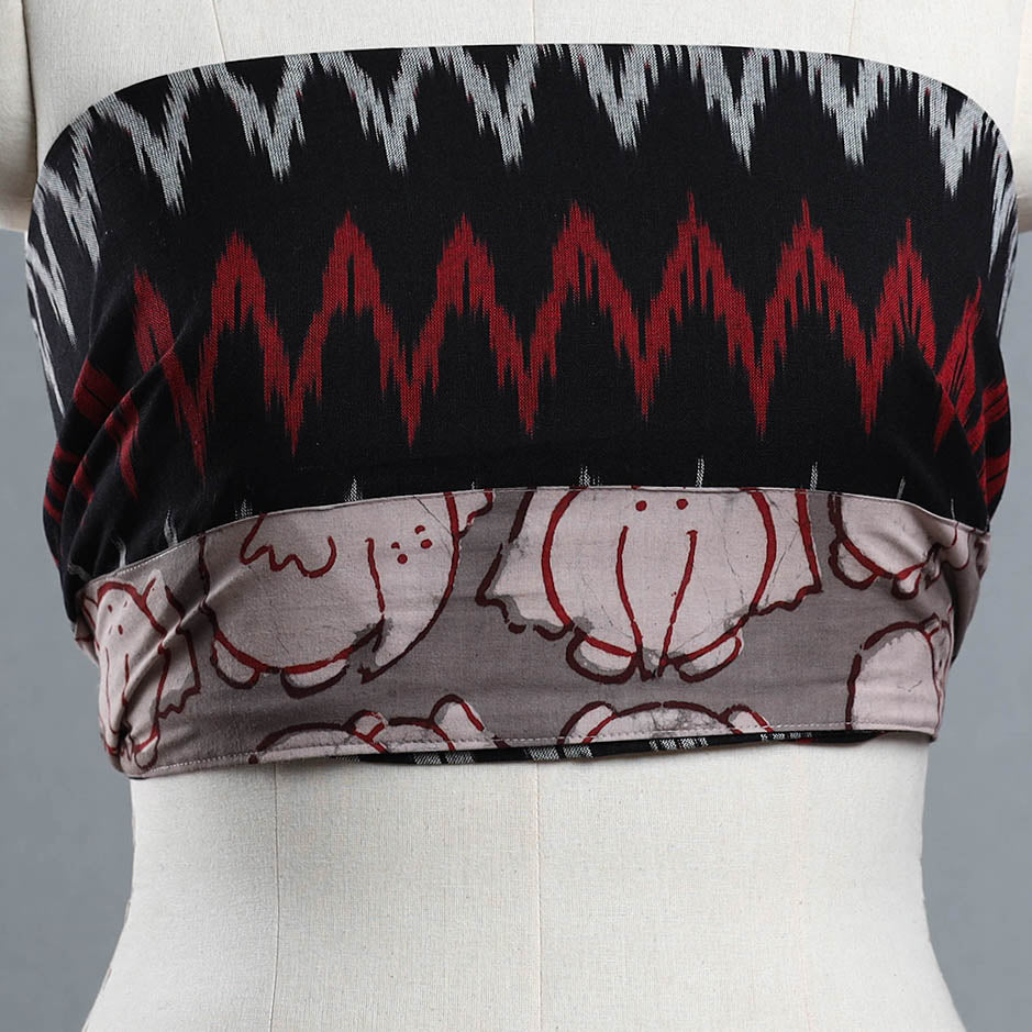 Black - cotton pochampally ikat blouse piece 03