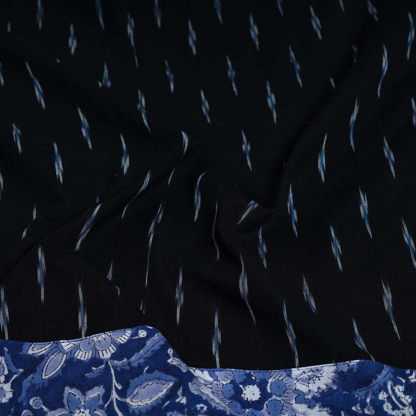 Black - cotton pochampally ikat blouse piece 09