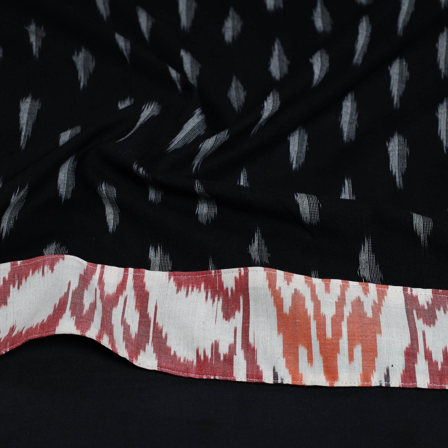 Black - cotton pochampally ikat blouse piece 39