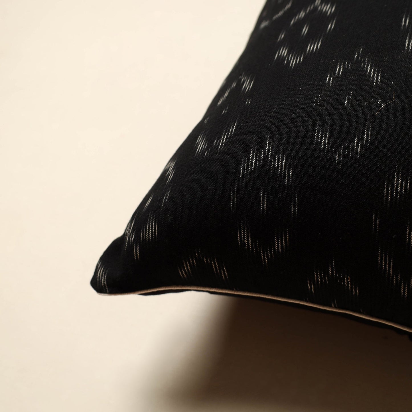 Black Cotton Pochampally Ikat Cushion Cover
