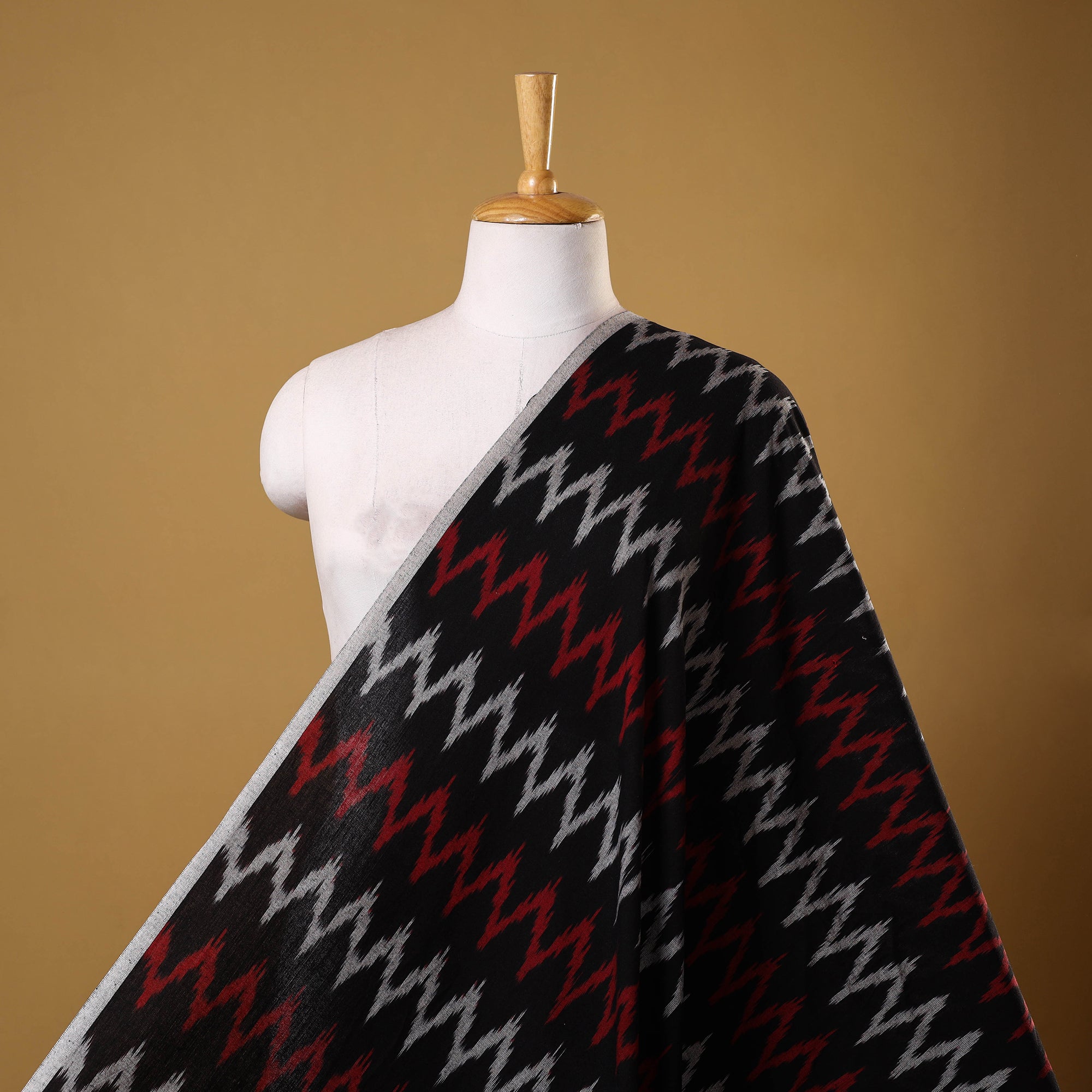 Black - Cotton Pochampally Ikat Fabric 19