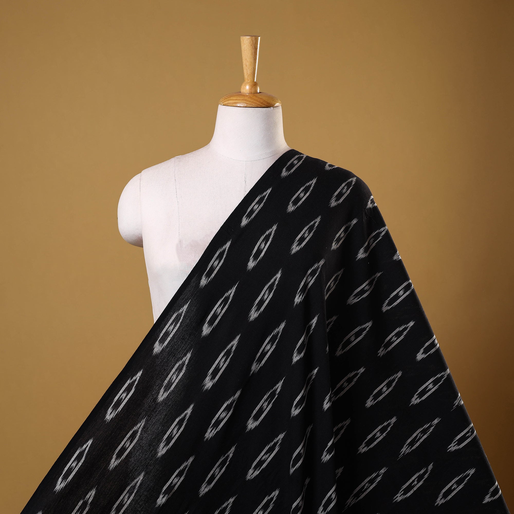 White - Cotton Pochampally Ikat Fabric 04