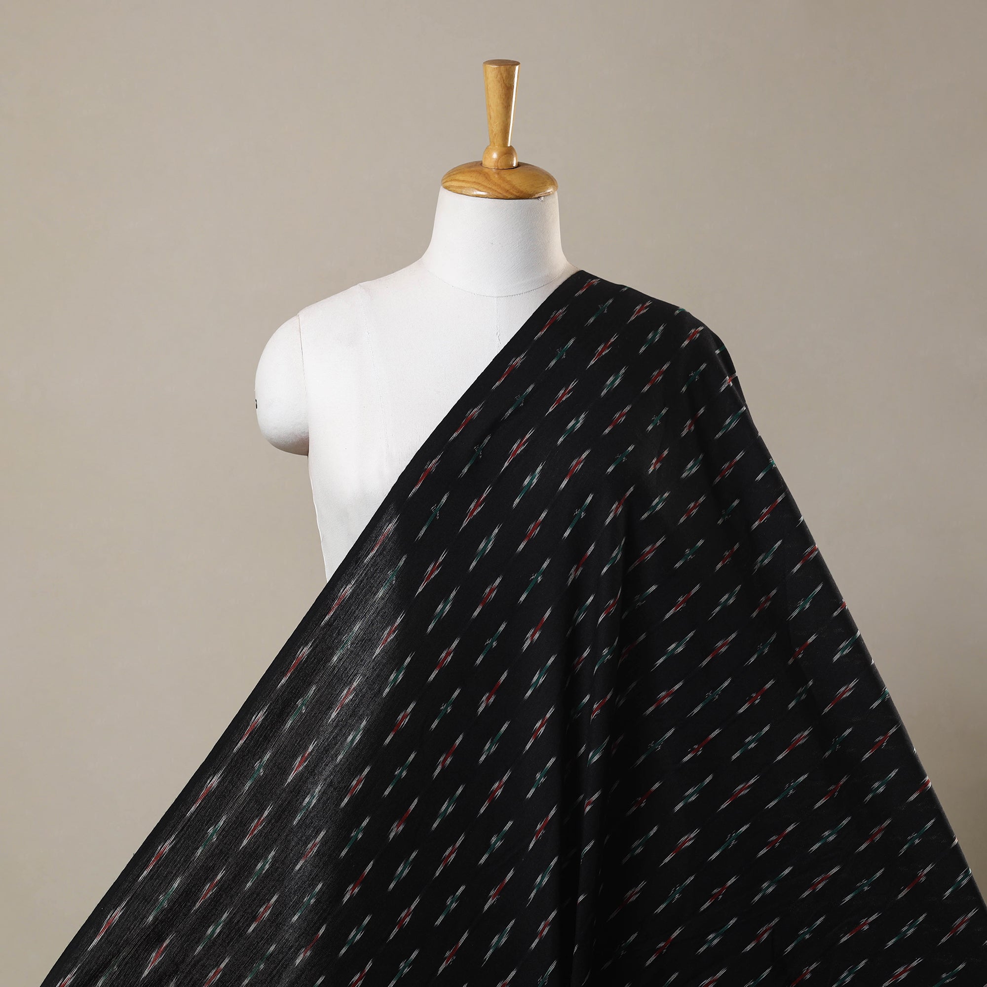 Black - Cotton Pochampally Ikat Fabric 07