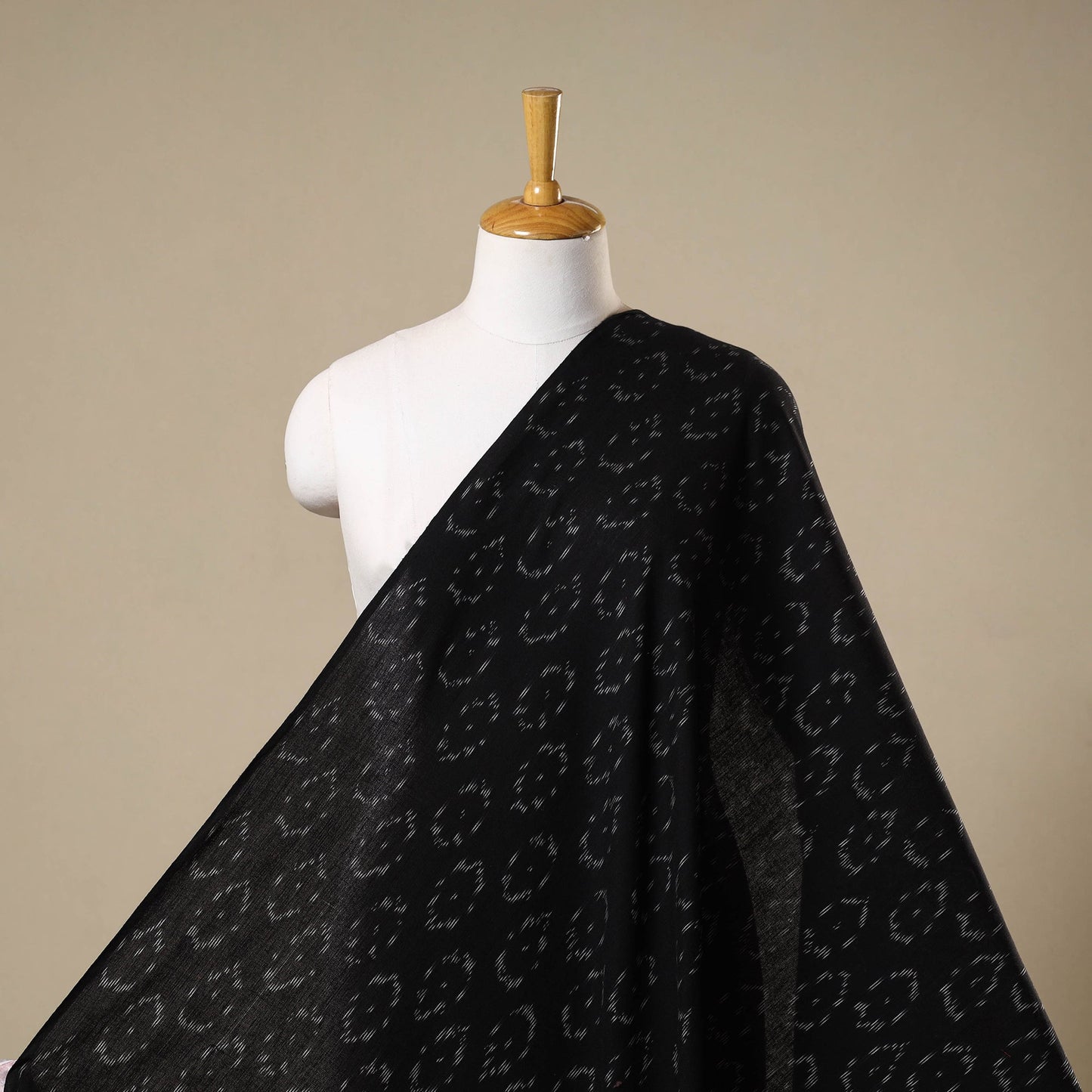 Black - cotton pochampally ikat fabric 32 - handcrafted