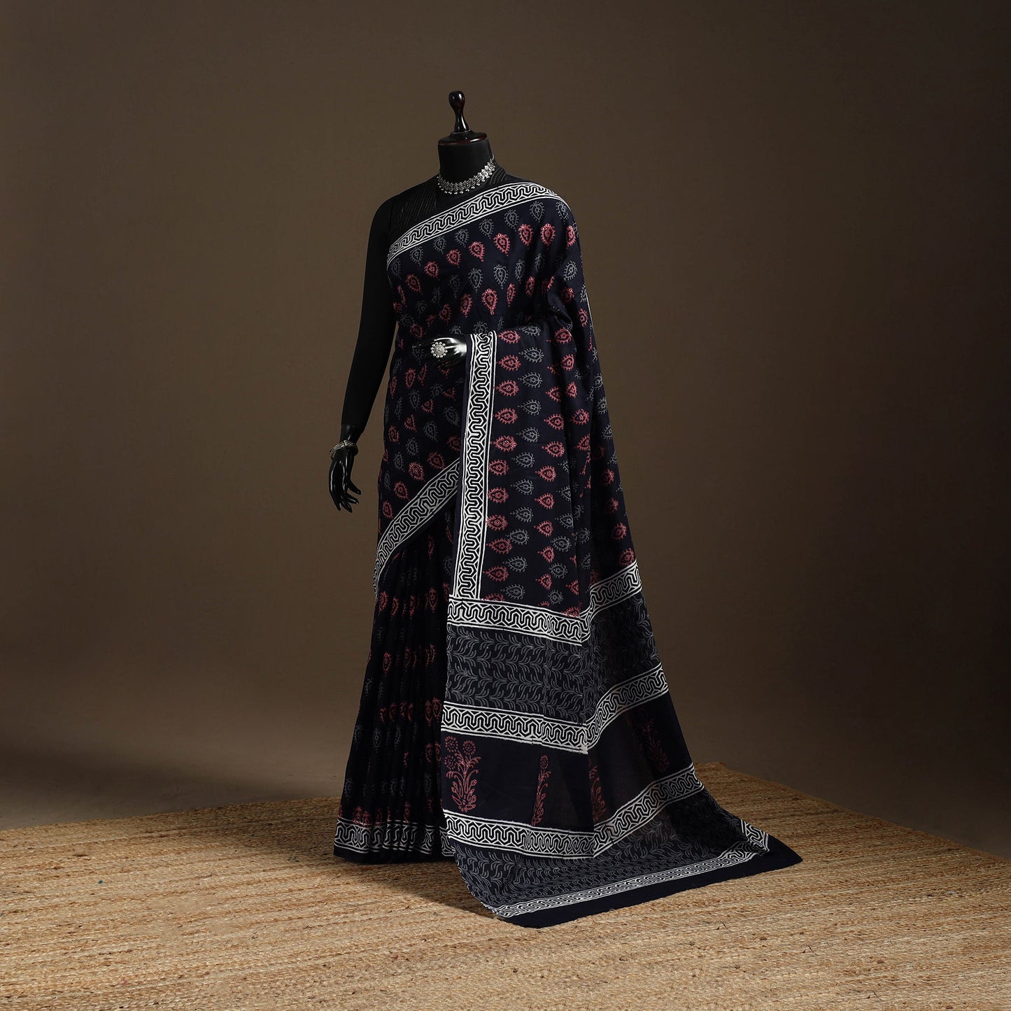 Black - cotton sanganeri saree 13 - handcrafted