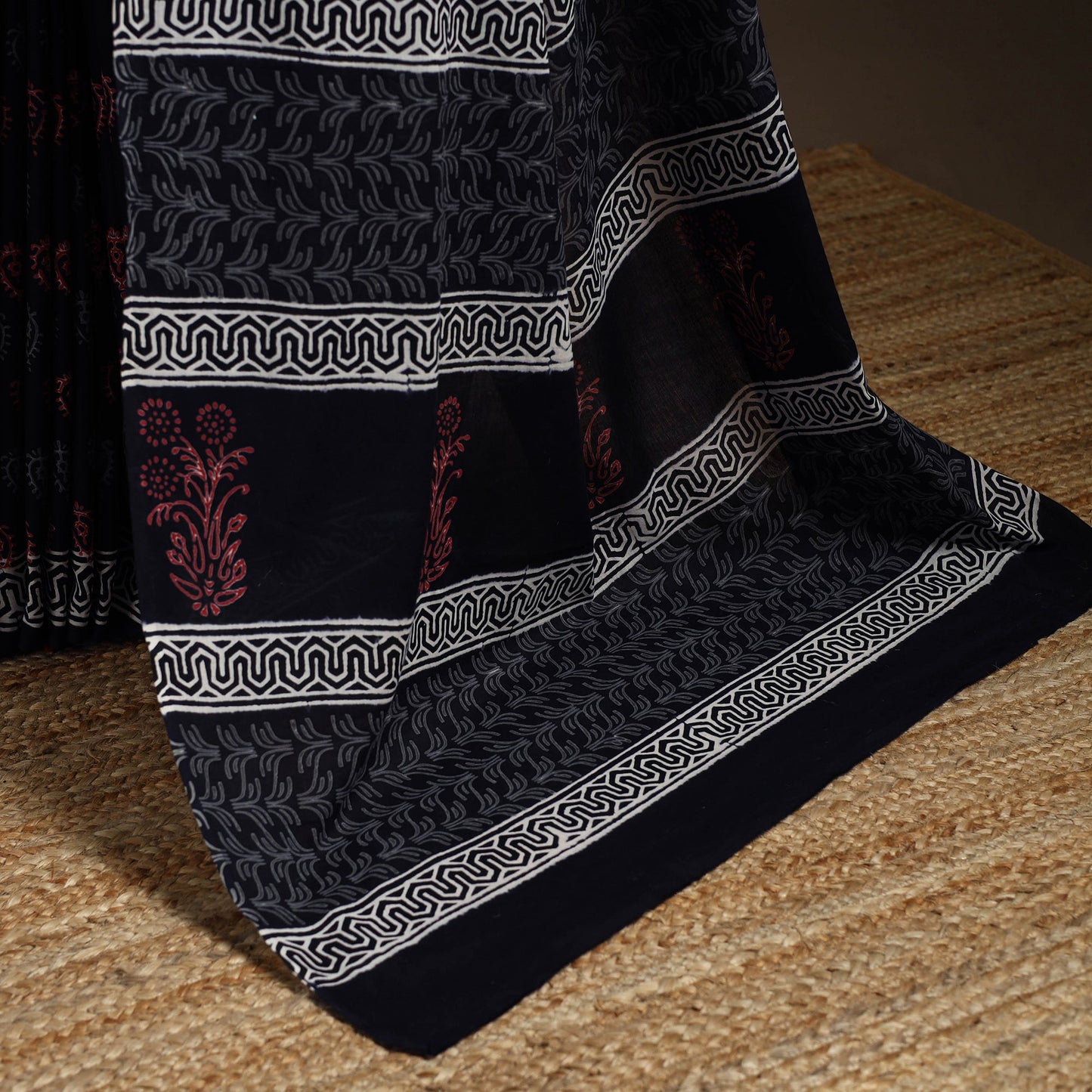 Black - cotton sanganeri saree 13 - handcrafted