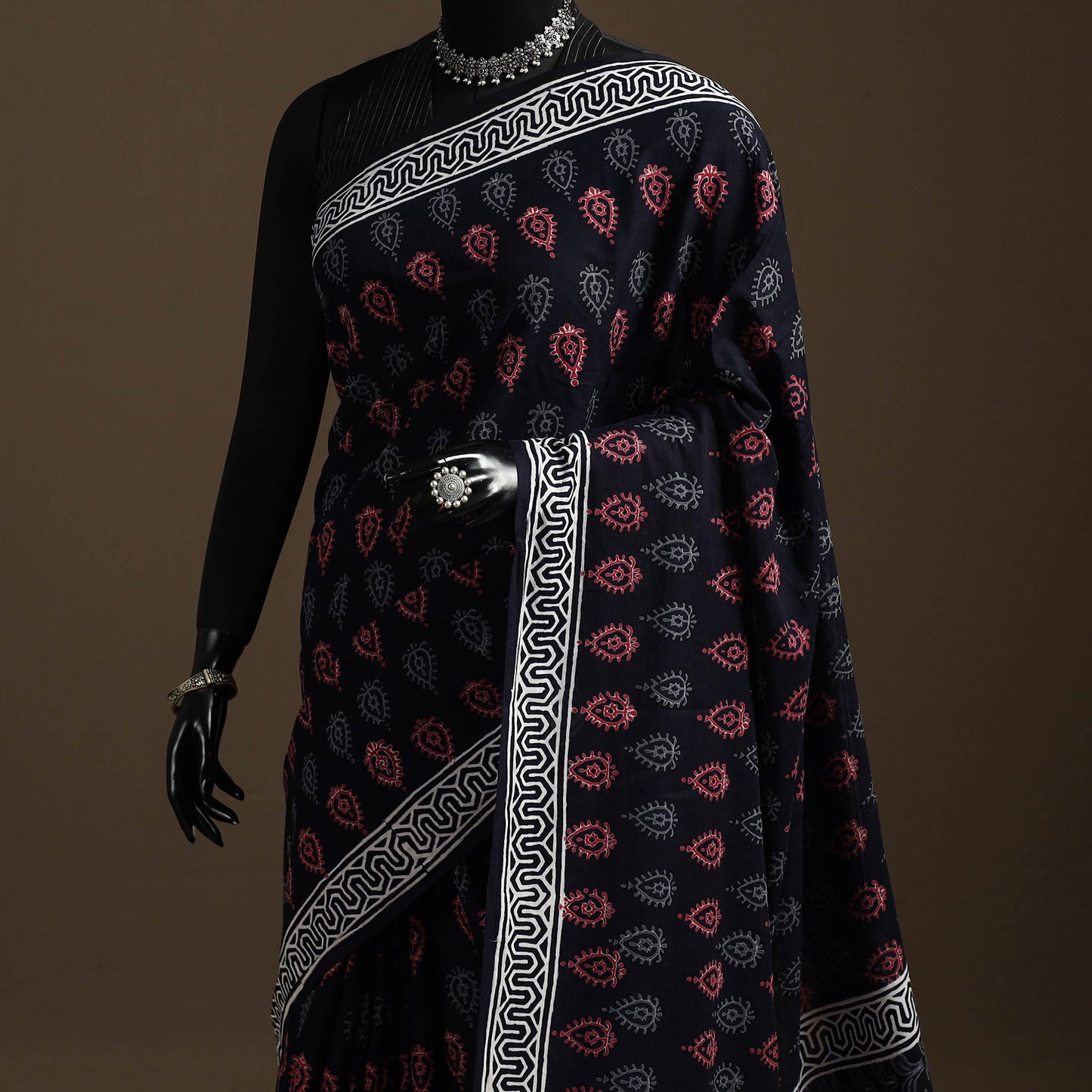 Black - cotton sanganeri saree 13 - handcrafted