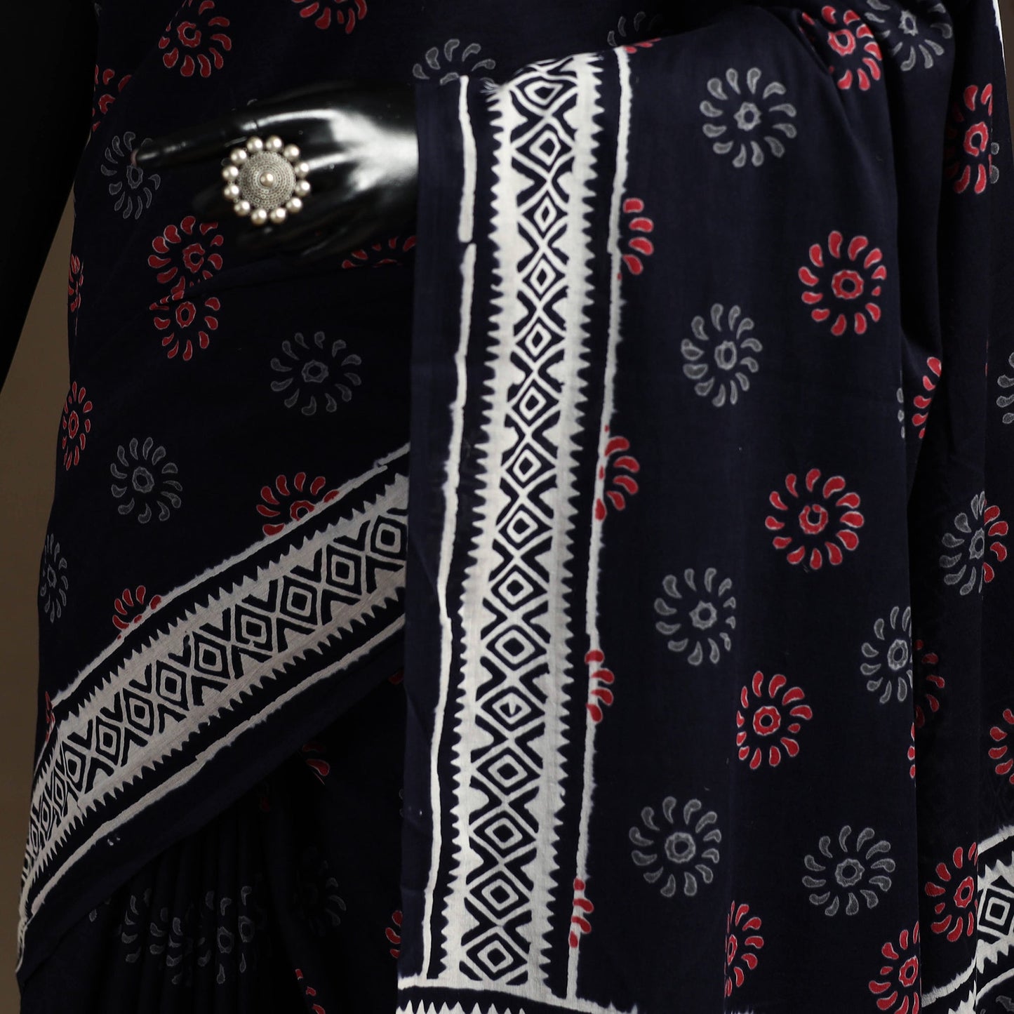 Black - cotton sanganeri saree 15 - handcrafted