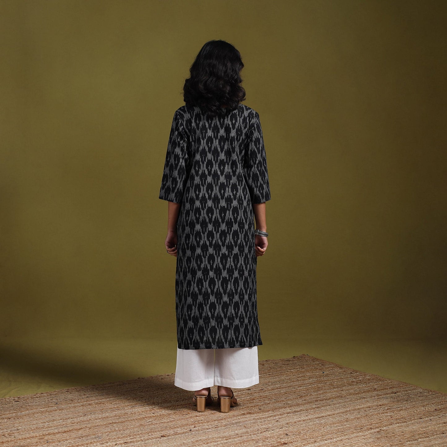 Cotton straight pochampally ikat kurta for women 13