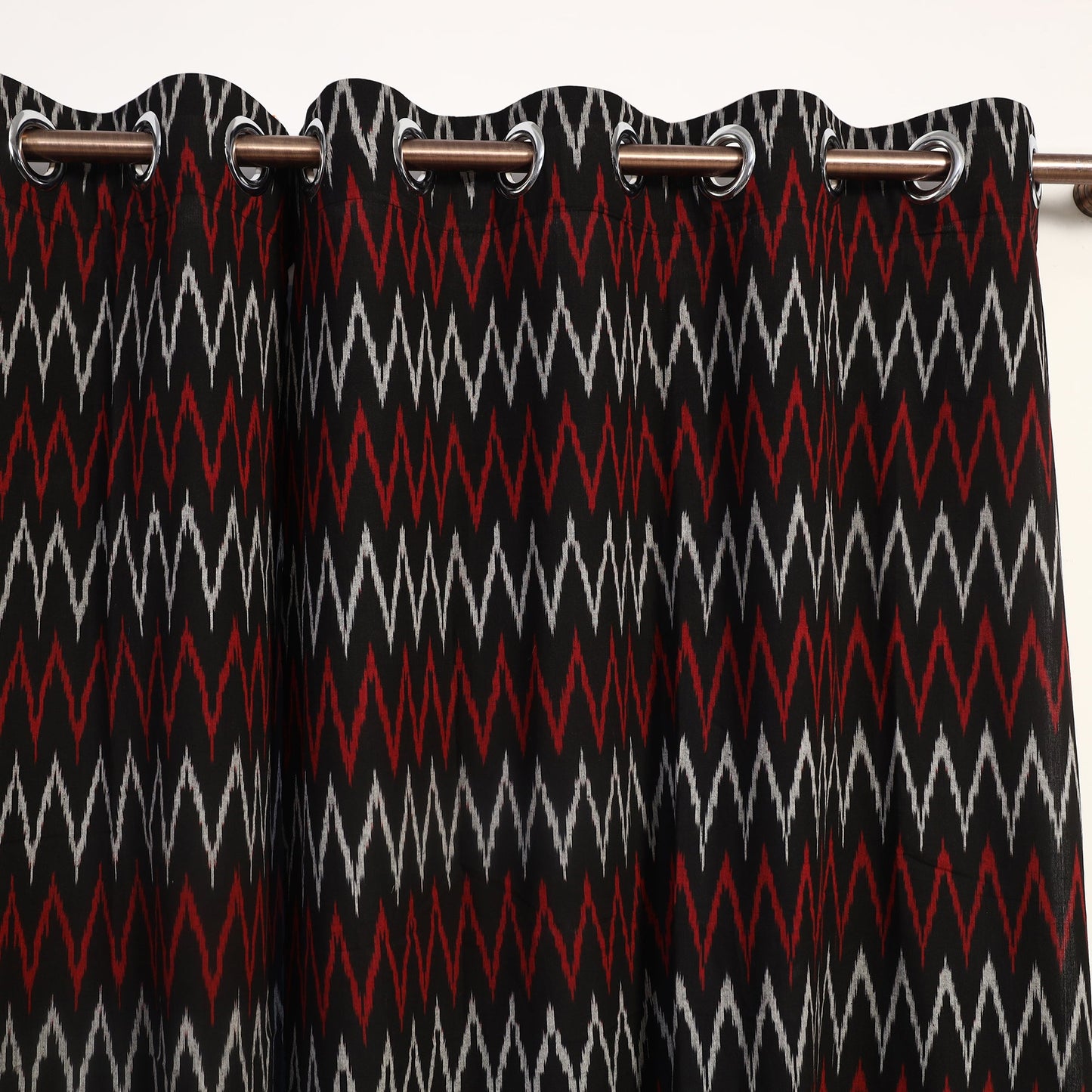 Cotton Window Black Pochampally Ikat Curtain