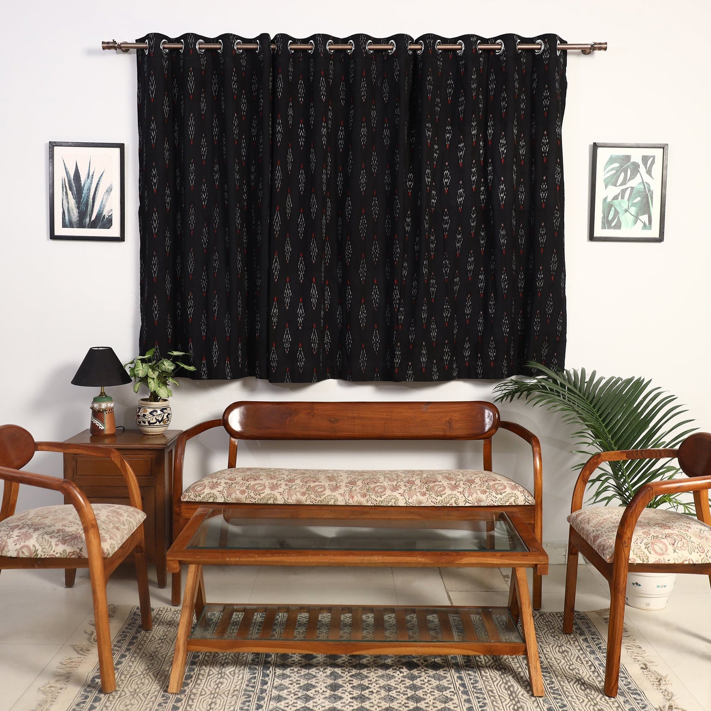 Buy Cotton Window Black Pochampally Ikat Curtain