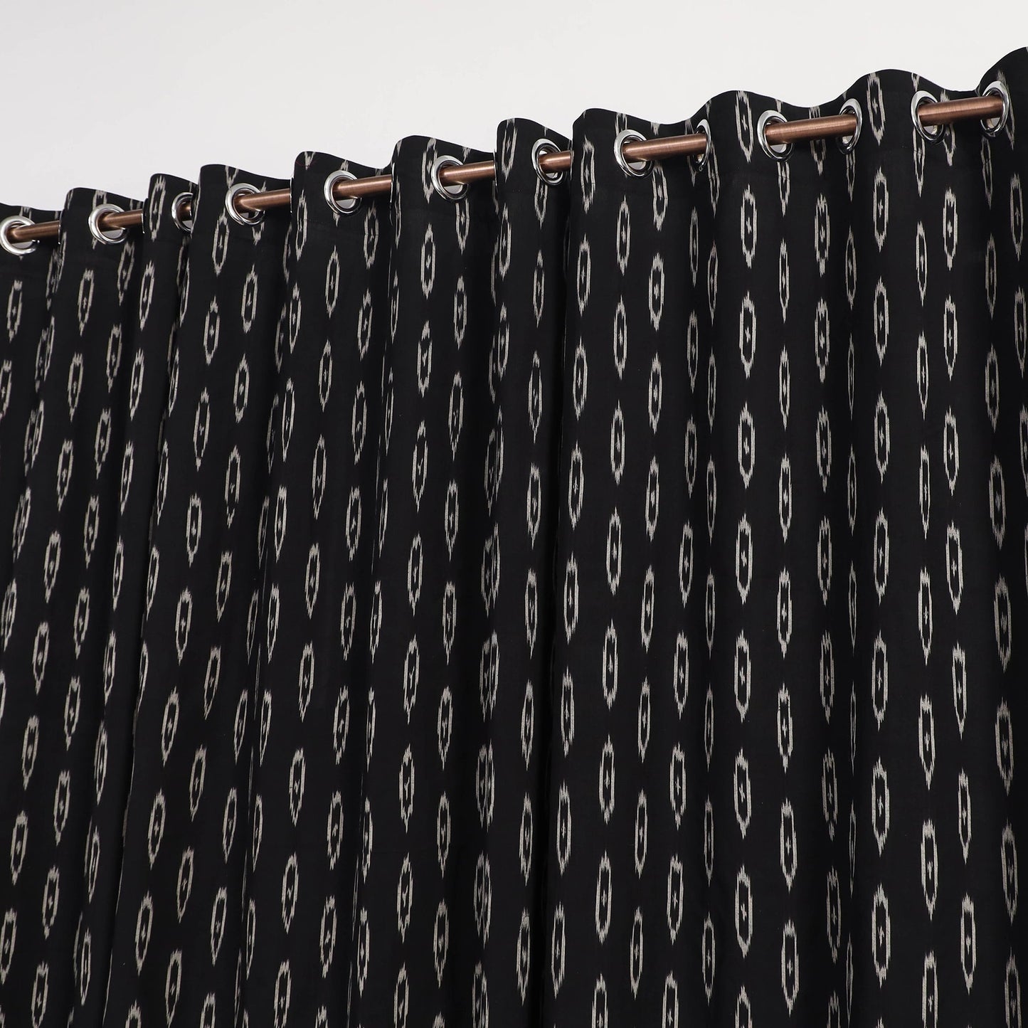 Black - cotton window pochampally ikat curtain (5 x 3 feet)