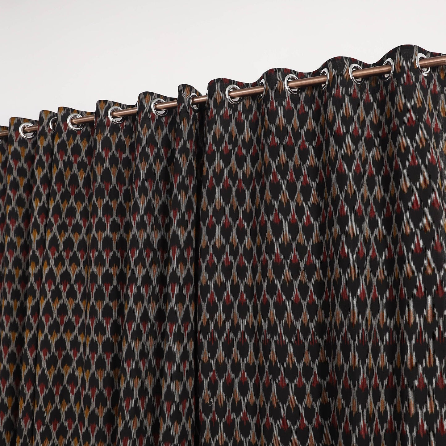 Black - cotton window pochampally ikat curtain (5 x 3 feet)