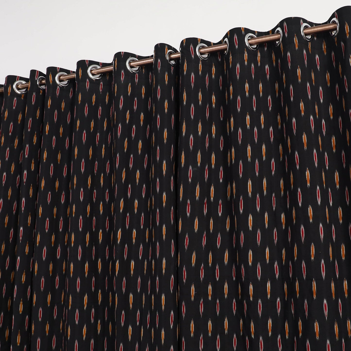 Black - cotton window pochampally ikat curtain (5 x 3 feet)