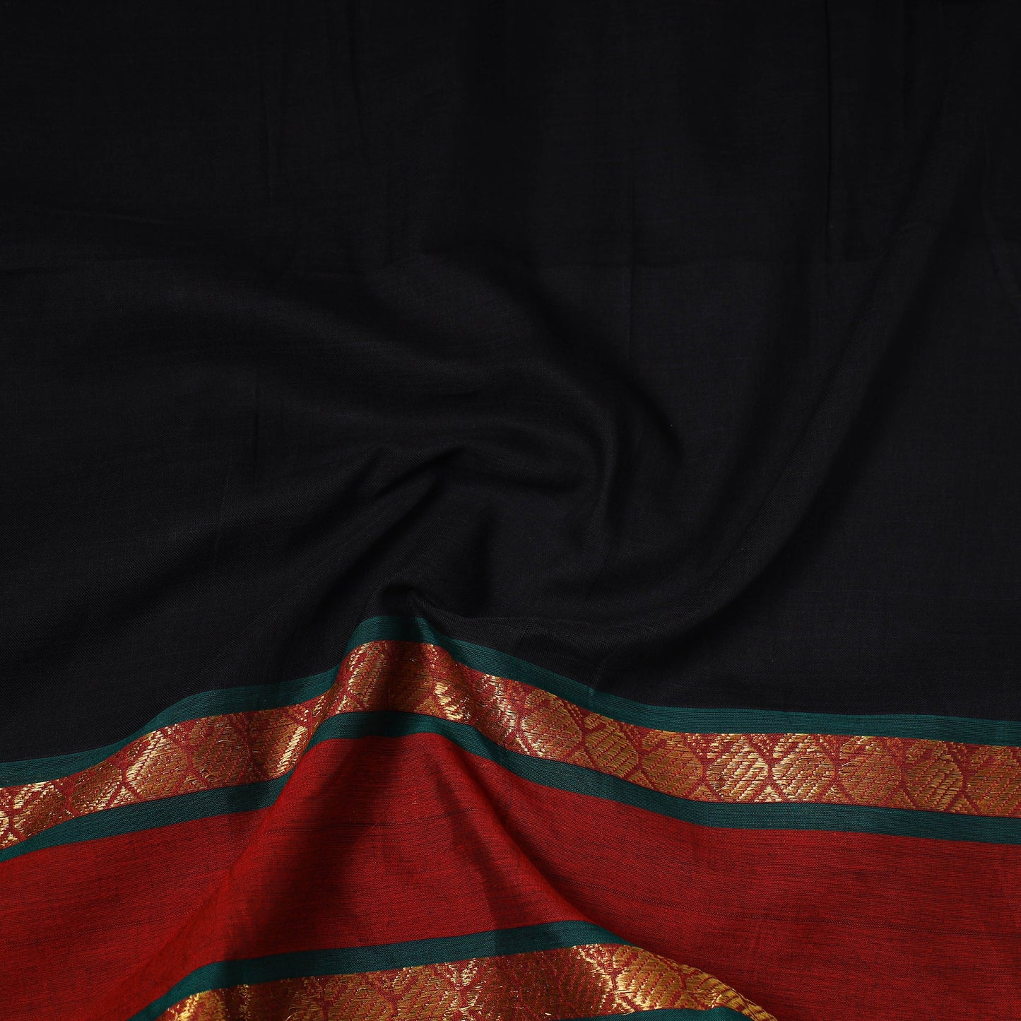 Black - dharwad cotton fabric with border 19 - handcrafted
