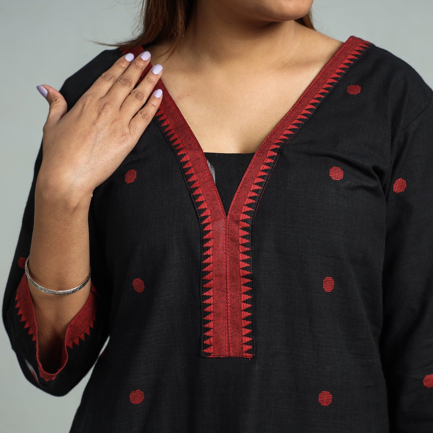 Black - dharwad cotton kurta with palazzo & dupatta set