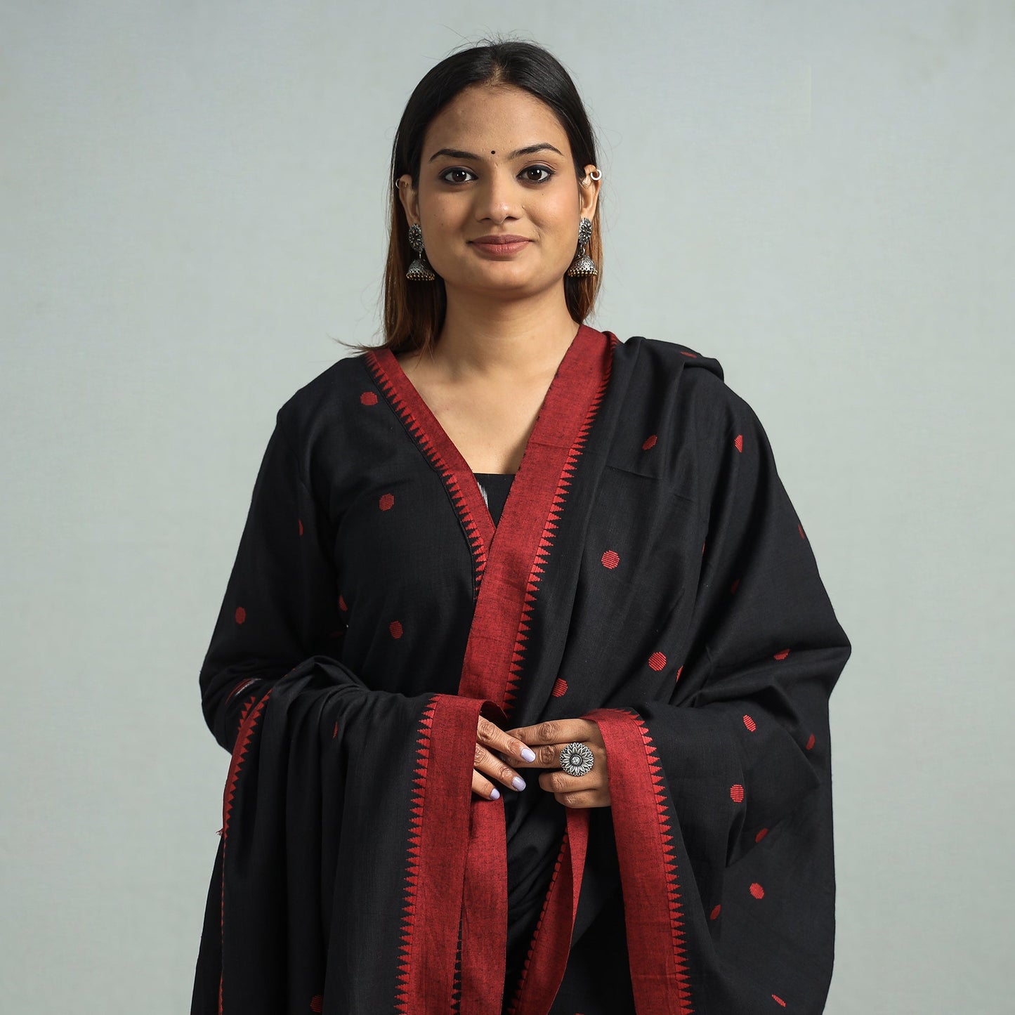 Black - dharwad cotton kurta with palazzo & dupatta set