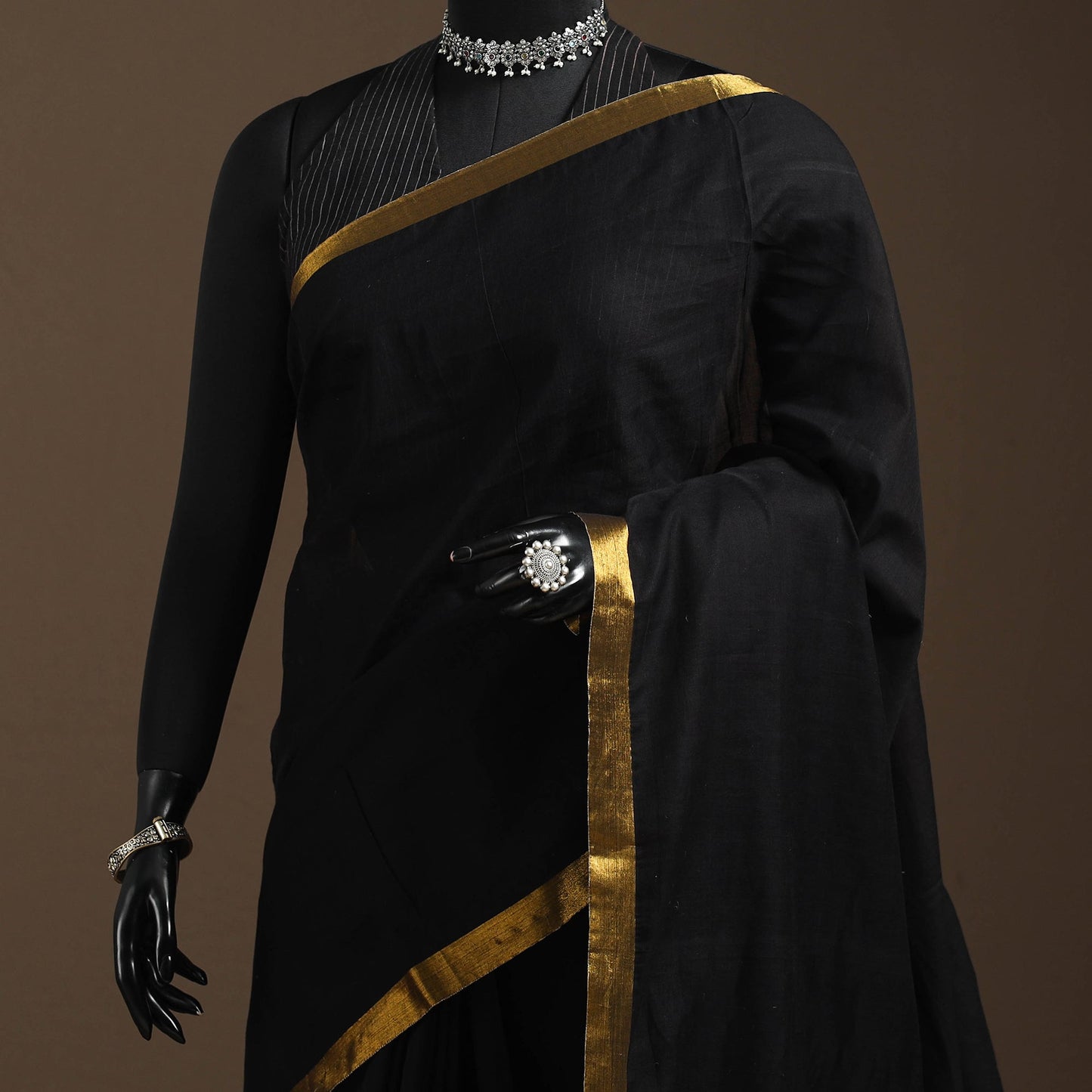 Dharwad cotton saree with border 23 - handcrafted