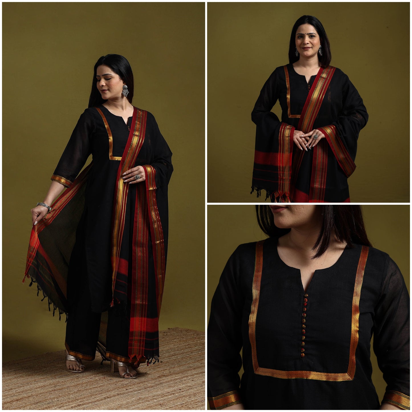 Dharwad cotton suit set with dupatta for women 15