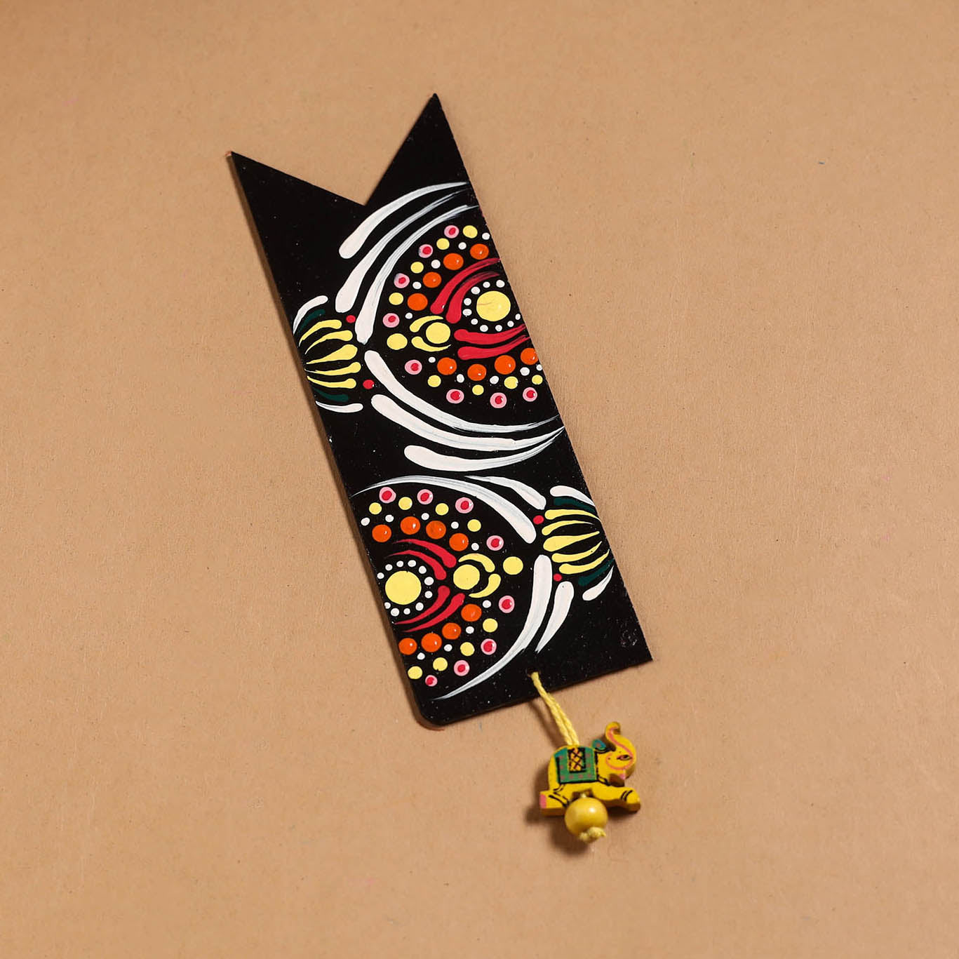 Dot art mandala handpainted wooden bookmark 02 - handcrafted