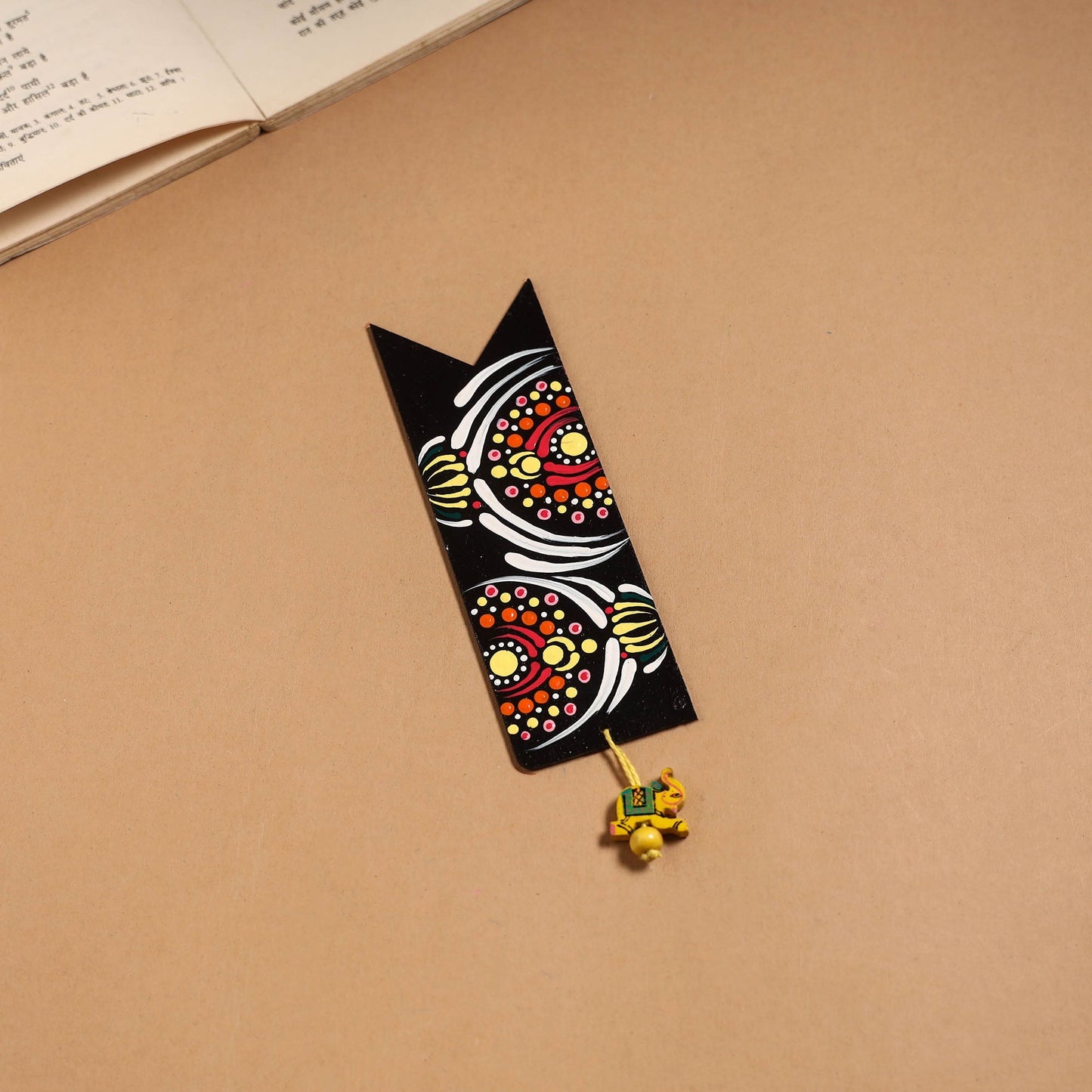Dot art mandala handpainted wooden bookmark 02 - handcrafted