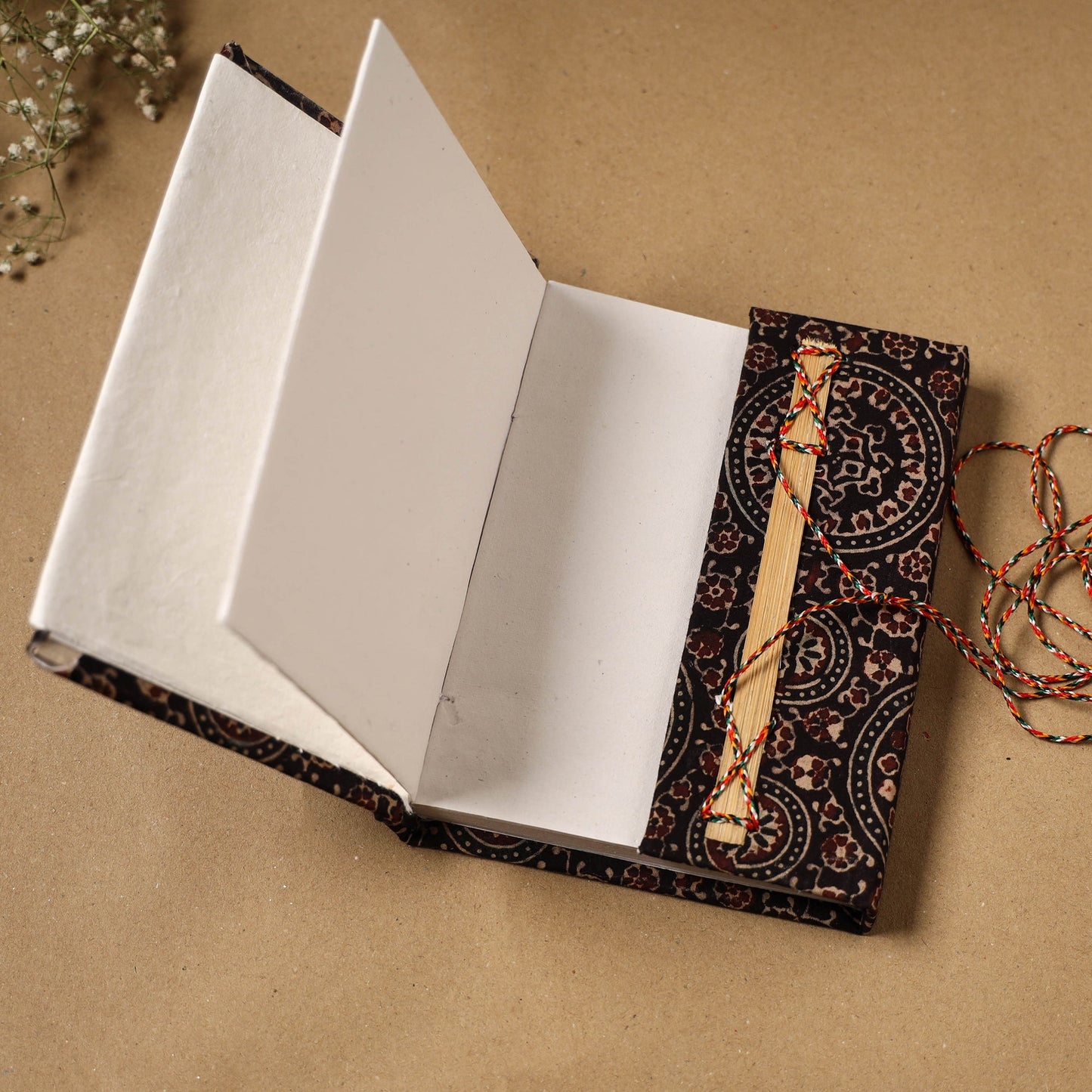 Fabric cover handmade paper notebook with thread lock 65