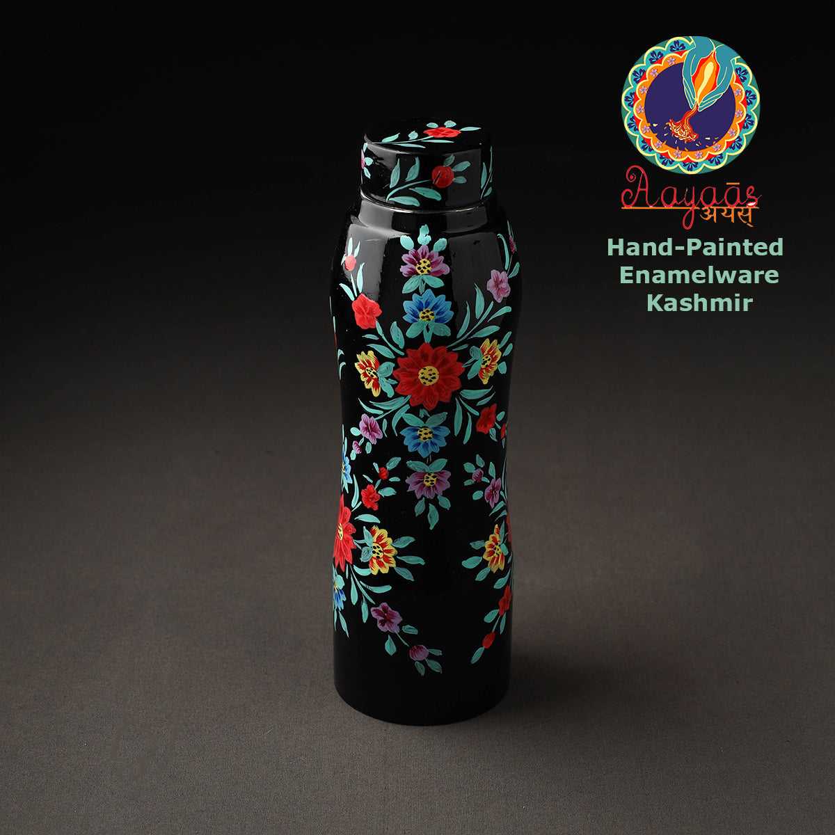 Floral Handpainted Enamelware Stainless Steel Water Bottle