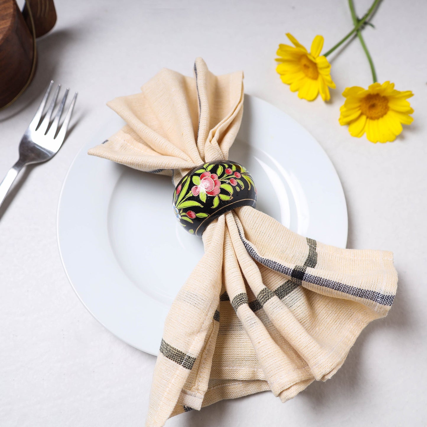 Floral Handpainted Wooden Napkin Holder