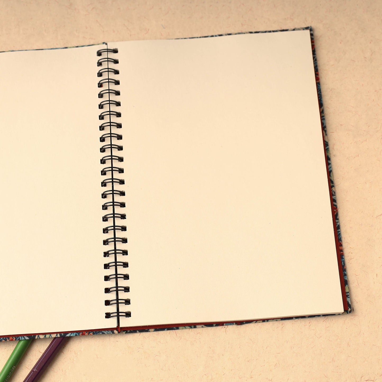 Black - floral printed handcrafted spiral notebook (10 x 7