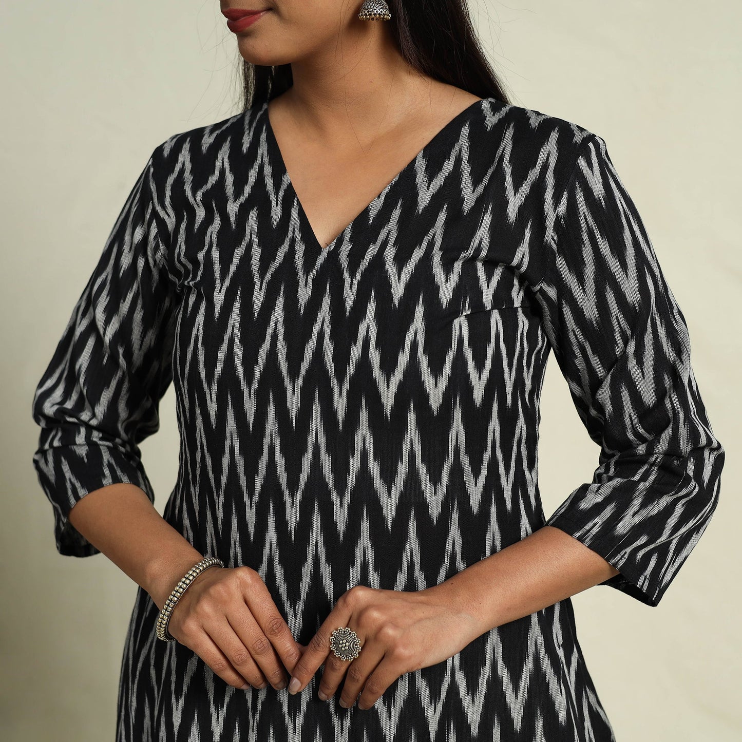 Buy Frock Style Cotton Pochampally Ikat Kurta Set