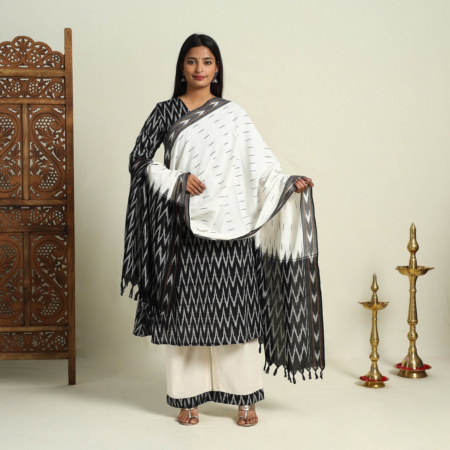 Buy Frock Style Cotton Pochampally Ikat Kurta Set