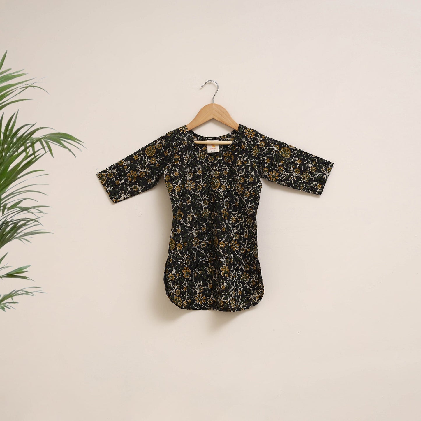 Black - girls bagru pure cotton kurta set (2-6 years) 12